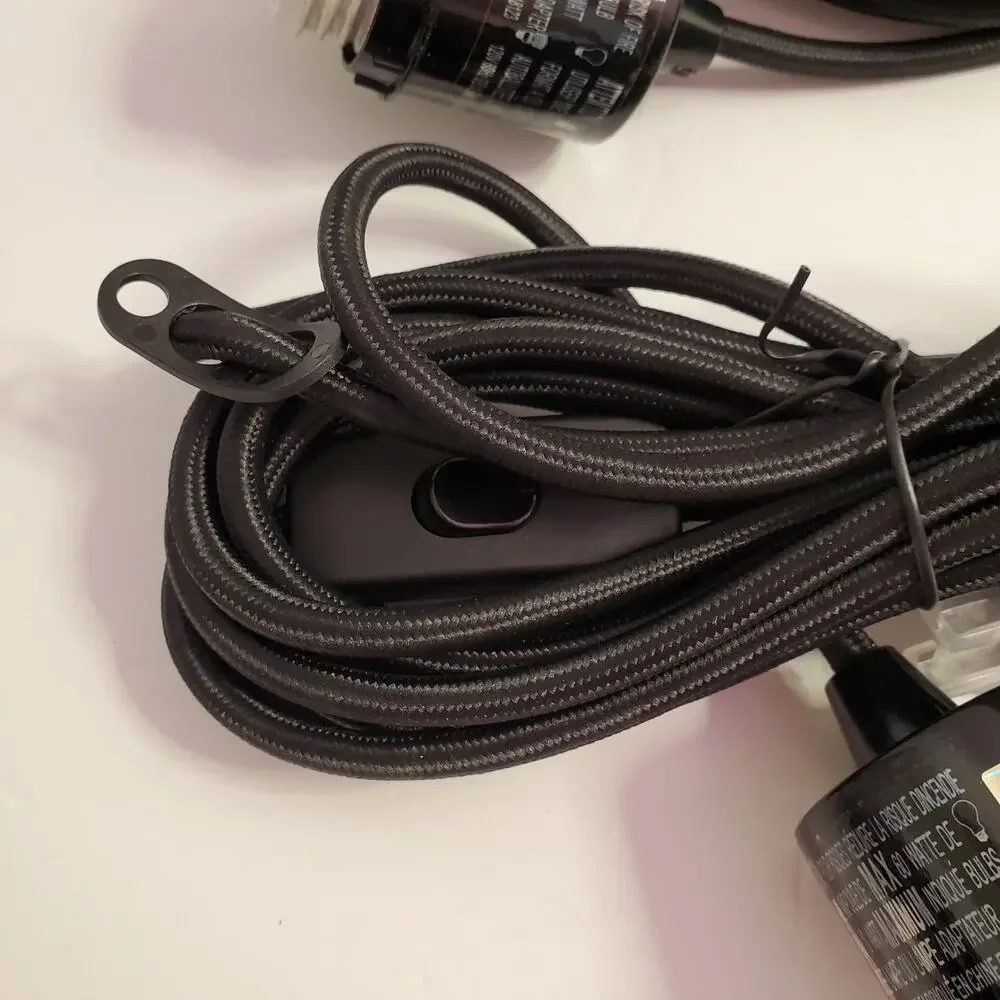 West Elm Black Plug-In Pendant Cordset Set of 2 Chandelier Light Kit 15ft New